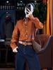 Retro Hong Kong Chic Women's Orange Long Sleeve Shirt - New Autumn Arrival