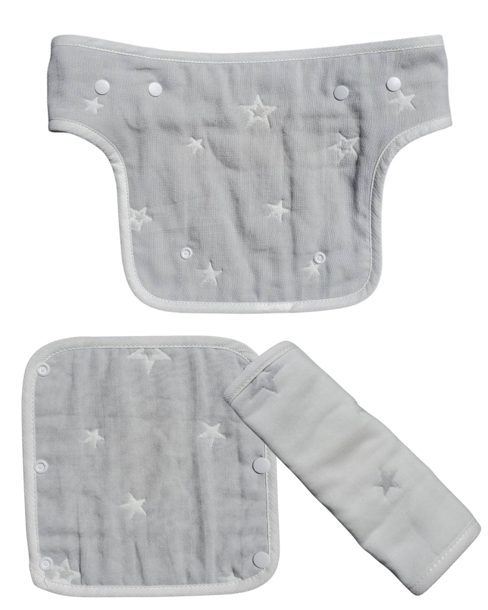 

Asway STERLing Baby Carrier Drool Recommended by Childcare Gray Star Pattern with Bib Set of 3 Covers, Professionals, 6-Layer Gauze, 100% Cotton, Pad,