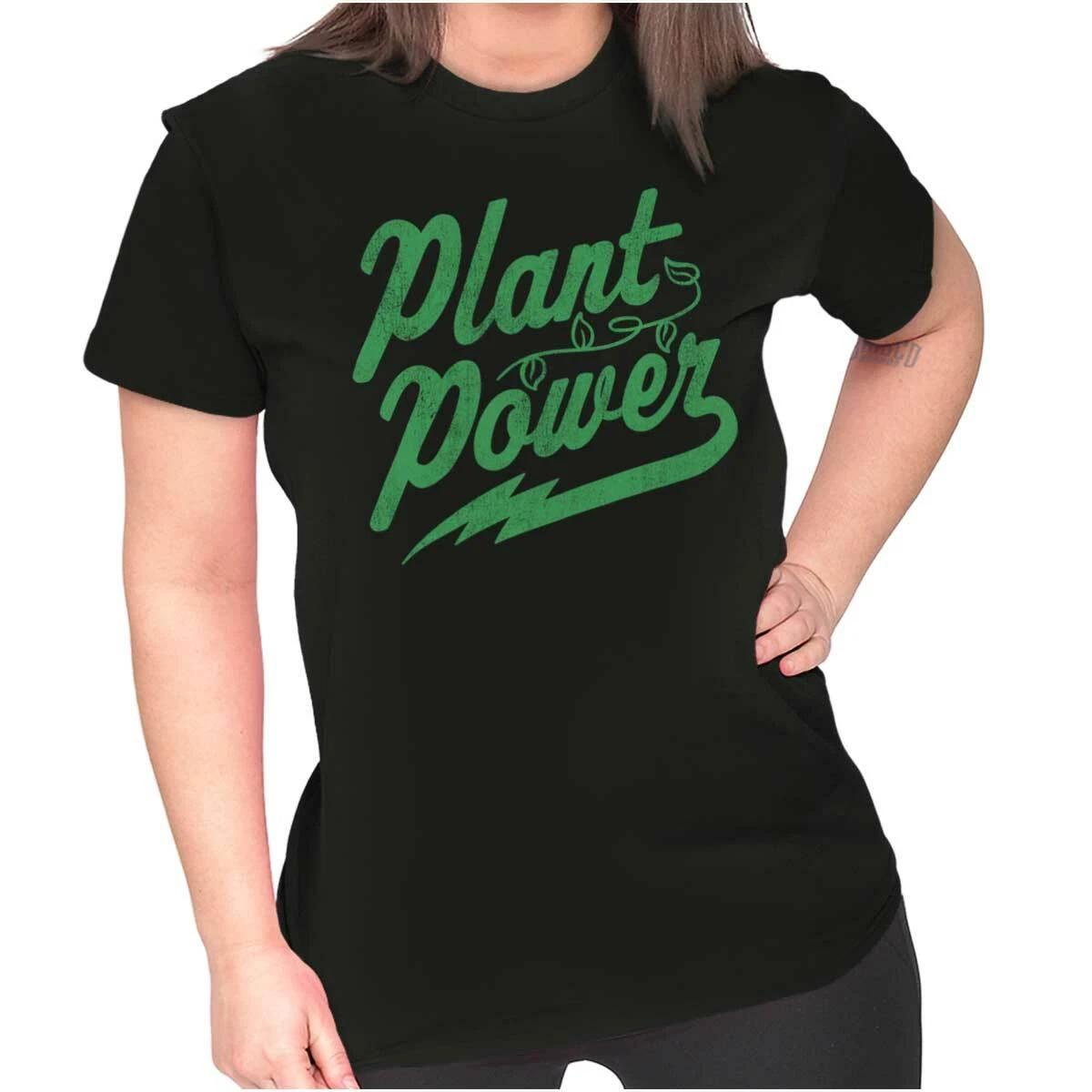 Funny Healthy Diet Humor Plant Powered Joke Womens Top Junior Graphic Tee XL