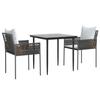 VidaXL 3-piece Garden Dining Set Cushions Braided Resin Steel 3187049