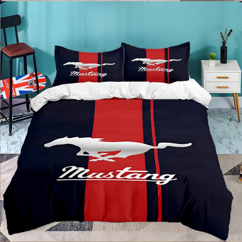 3PCS Mustang Bedding Set,Including 1pc Duvet Cover And 2pcs Pillowcases Perfect for Bedroom, Dormitory, Large Size Fan Christmas Gift