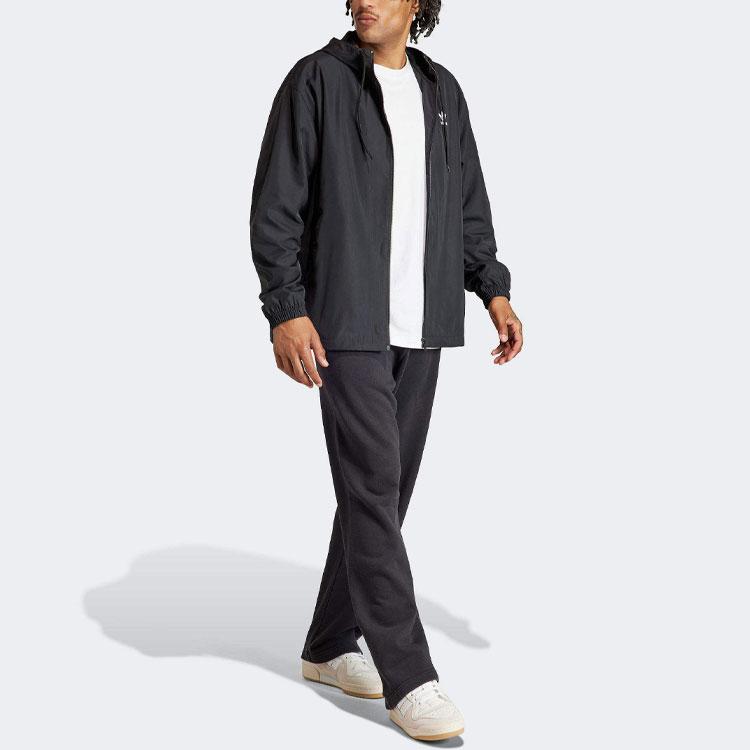 Adidas Originals Adicolor Letter Logo Print Loose Fit Long Sleeve Hooded Jacket Men Outerwear Black IR9852