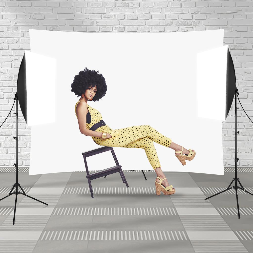 Andoer 2x1.5m/ 6.5x4.9ft White Photo Backdrop Photography Background Screen with Adjustable Tripod