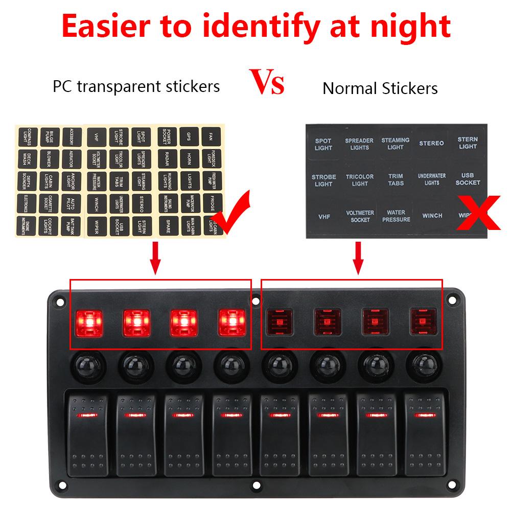 24V 12V Switch Panel 8 Buttons Car Lights Toggle Breaker Fuse Case Indicator Caravan Accessories For Boat Truck Trailer Marine Switches4