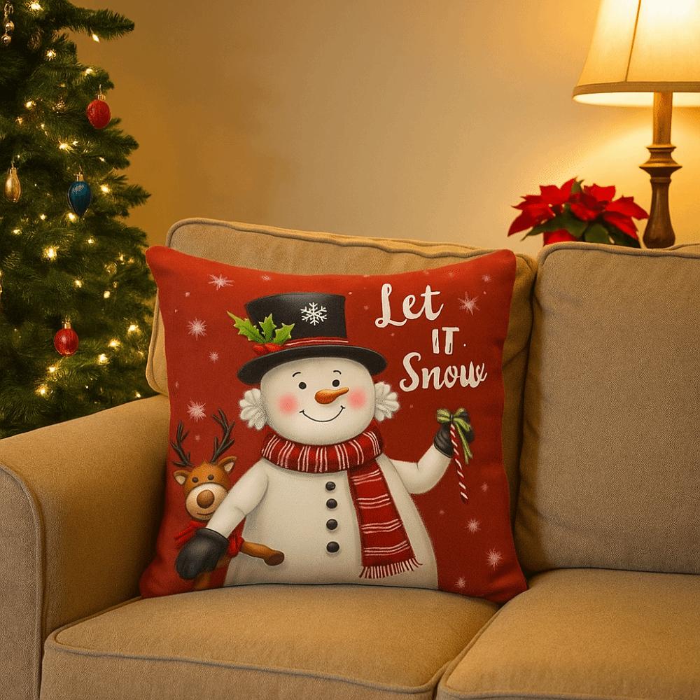 Plush Decorative Pillowcase Snowflake Throw Pillow Cover Elegant Christmas Pillow Cover  Xmas Decor