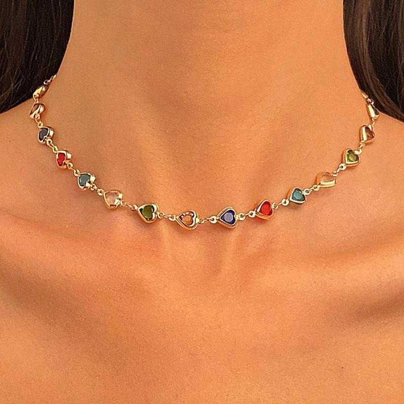 

Богемное красочное колье-чокер с сердечком для женщин, цепочка с подвесками, праздничное ювелирное украшение на день рождения в подарок