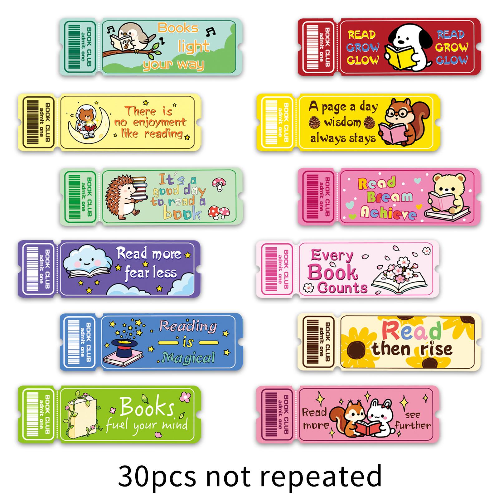 

30 Childlike Non-Adhesive Bookmark Sheets for Fun Learning and Reading