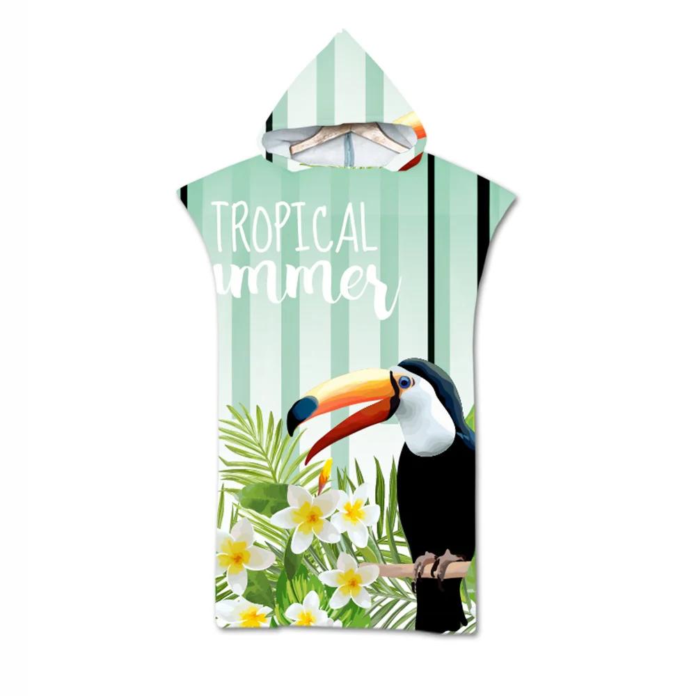 Toalla de Playa de Moda de Verano Microfibra Secado Rápido Capa Grande con Capucha Poncho de Animales de Dibujos Animados para Adultos Bata de Baño para Nadar Surf Toalla de Baño