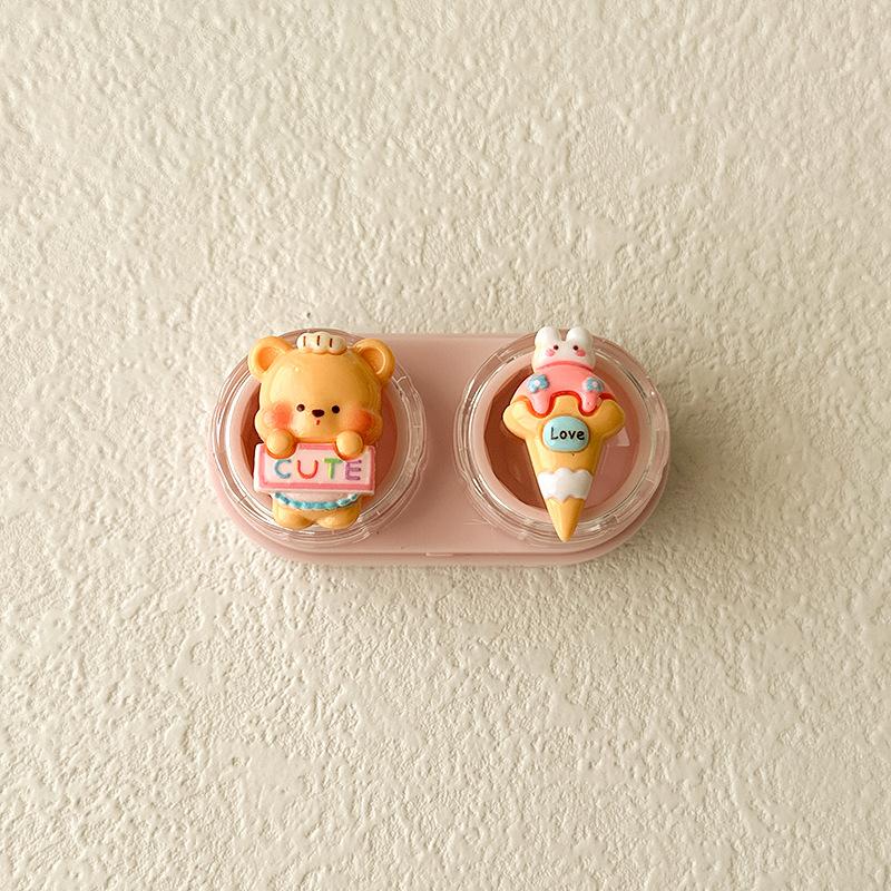 1pc Mini Contact Lens Case for Eyes Travel Kit Holder Cartoon Cute Cosmetic Contact Lenses Case Box Container Travel Accessaries