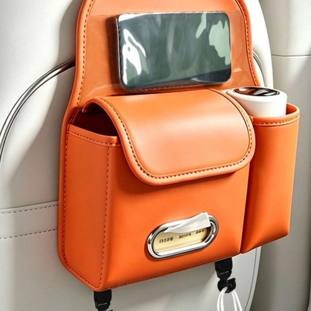 Waterproof Car Tissue Box PU Leather Car Backrest Seat Storage Bag Car Backseat