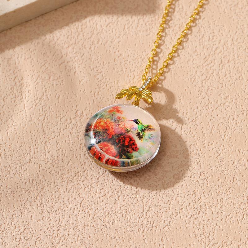 

Новое элегантное модное двустороннее ожерелье-подвеска, креативное, с цветком, птицей и бриллиантом, универсальное женское ожерелье