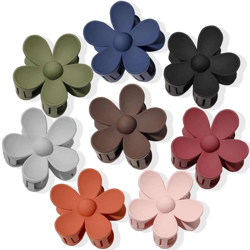 Large Size 7cm Fashion Flower Hair Claws Colourful Ponytail Hair Accessories Matte Hair Claw Clips For Women Girls
