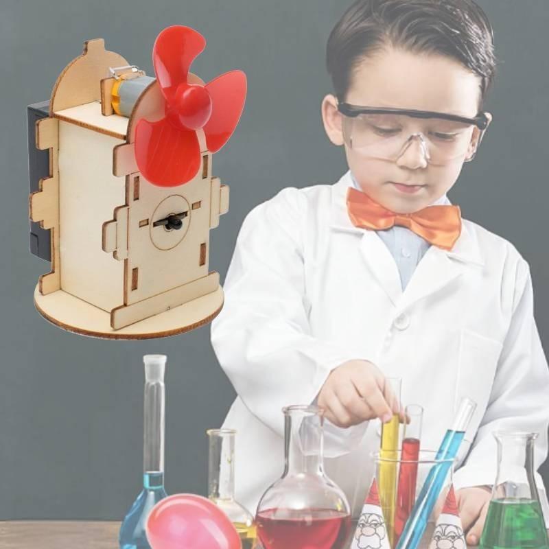 Stem Science Experiment Diy Flame Induction Fan Handmade Kit For Kids Wooden Material
