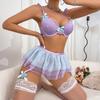 New Erotic Sexy Set Sexy Women Bra Mini Skirt Bow Tie Three Piece Set Erotic Outfit Female Lingerie Ultra Sexy