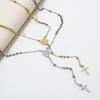 1 Piece Religious 304 Stainless Steel Prayer Beads Rosary Necklace Cross Pendant For Women Jewelry Gifts 52cm(20.5") long