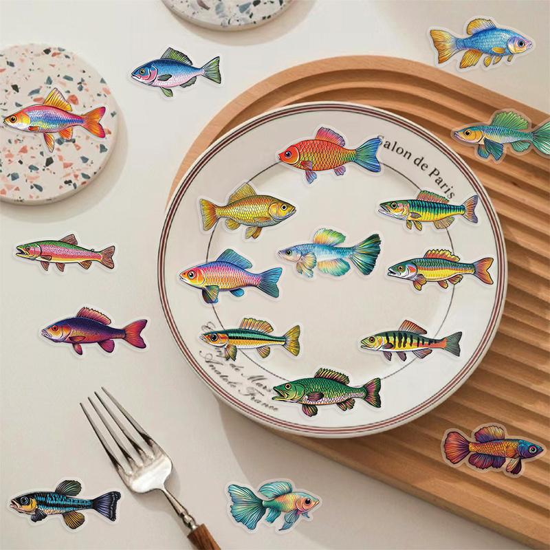 50PCS Goldfish Stickers PET Fish Aesthetic Sticker Tropical Marine Life Ocean Decals Waterproof Vinyl Stickers for Laptop Phone