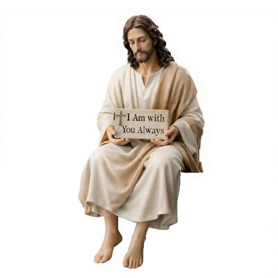Jesus Resin Desk Figurine Handmade Stiting Jesus Christ Statue for Car Dashboard Home Office Table Decor Christian Religious Gift for Family Friends
