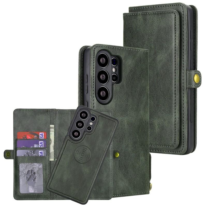 For Magsafe 2 in 1 Magnet Removable Wallet Flip Case For Samsung Galaxy S26 Ultra S22 S23 S24 S25 Plus Retro Leather Book Cover