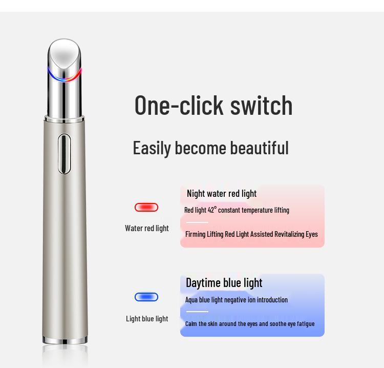 Elektrischer Augenmassagegerät mit Ionentherapie - Reduziert feine Linien, strafft und liftet, Farblicht-Schönheitsstift