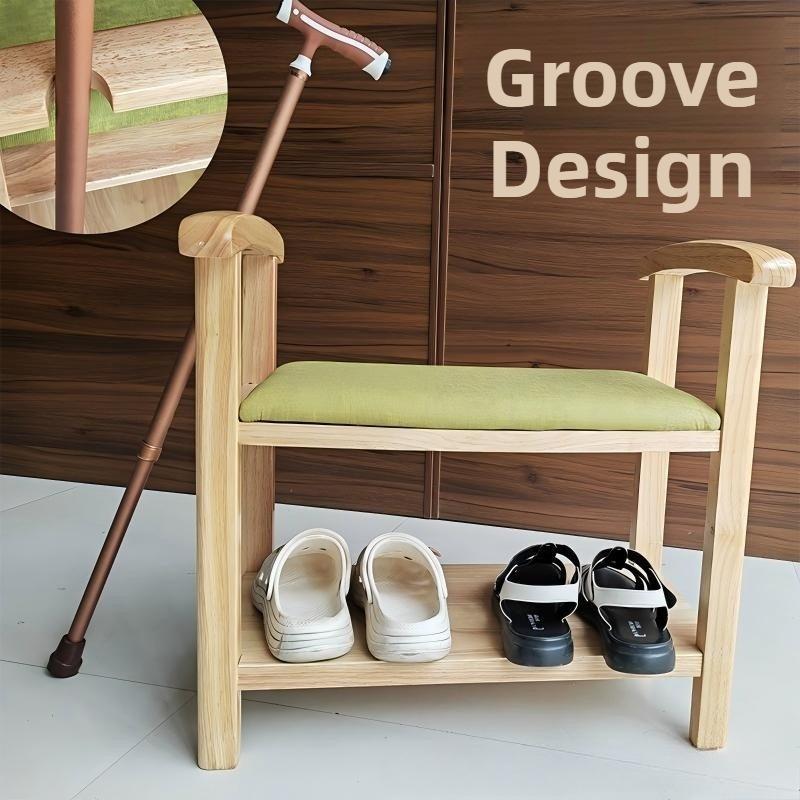 Wooden Shoe Changing Stool Multifunctional Stools Aesthetic Long Luxury Rectangular Entrance Stool Decorative Living Room Stools