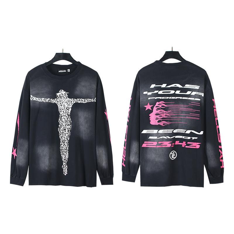 25 Frühling und Herbst Amerikanische trendige Marke Herren und Damen Paare Große Größe Lockerer Pullover Langarm T-Shirt Teenager T-Shirt