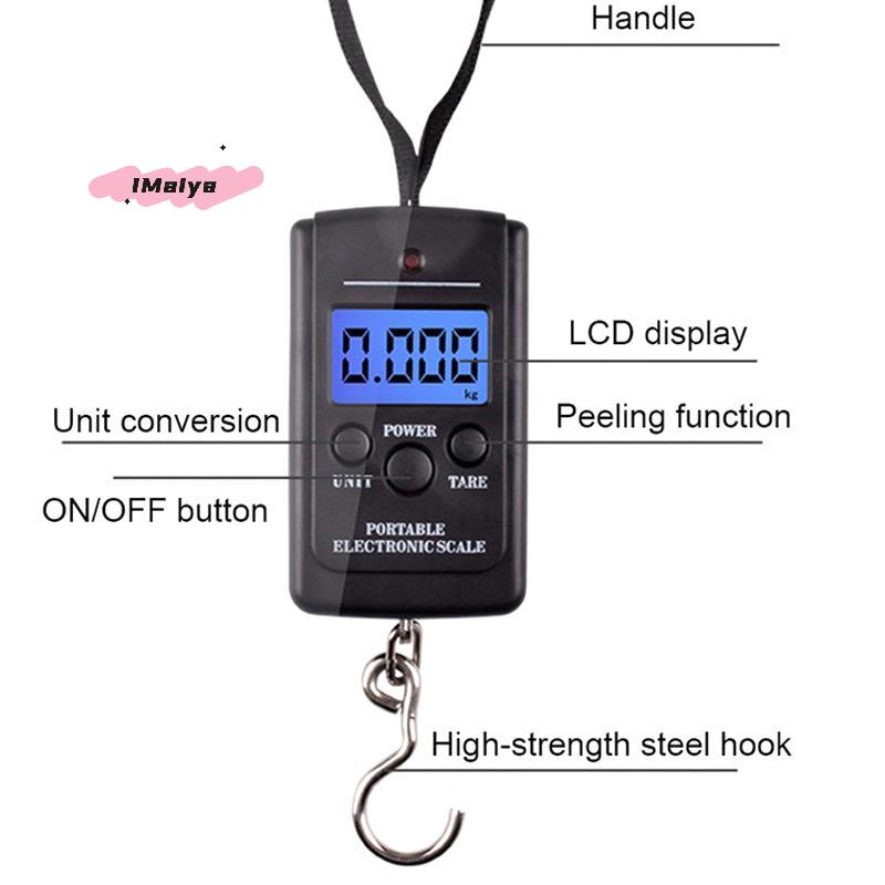40kg Multifunctional Mini Digital Hanging Scale Portable Electronic Weighing Tool for Fishing Luggage Travel with Hook
