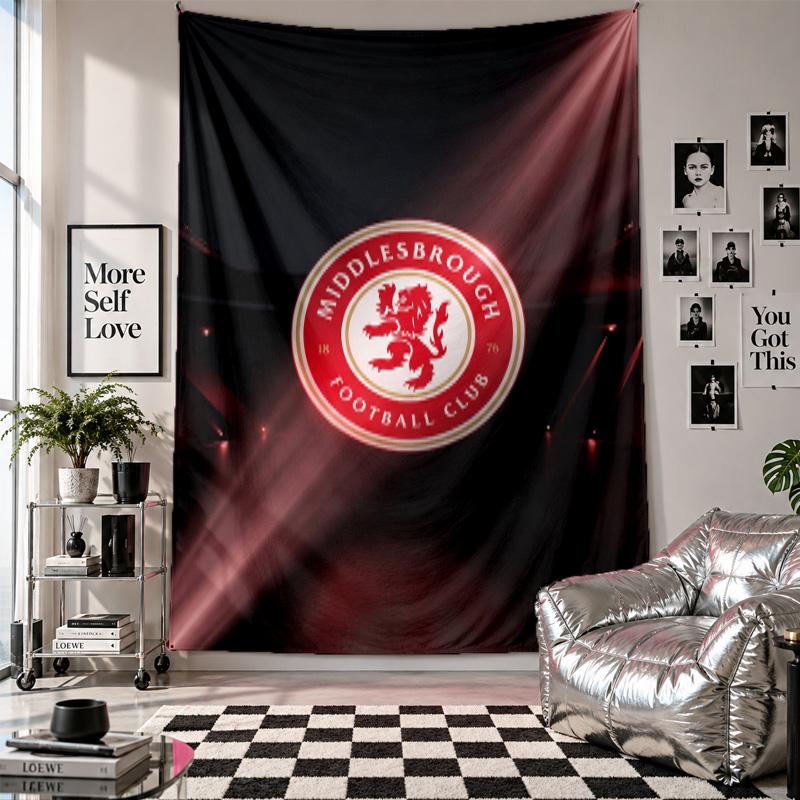 Middlesbrough FC Wandteppich Heimdekoration Wandbehang Tuch für Schlafzimmer Wohnzimmer Hintergrund