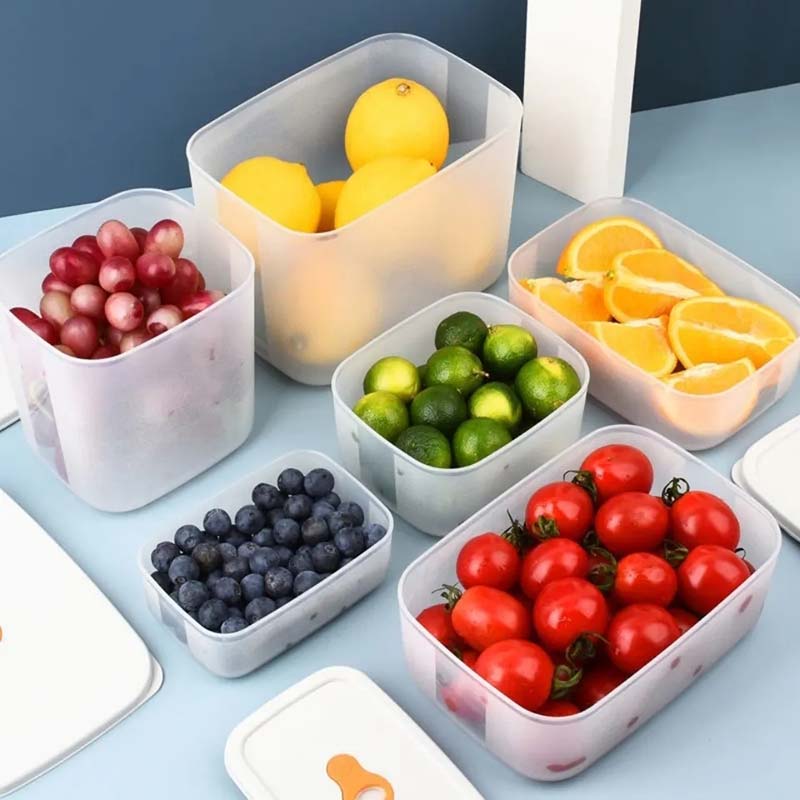 3 Packs Fresh-keeping Box Household Refrigerator Organizer Vegetable Fruit Storage Box Microwaved Heating Food Storage Portable Sealed Lunch Box