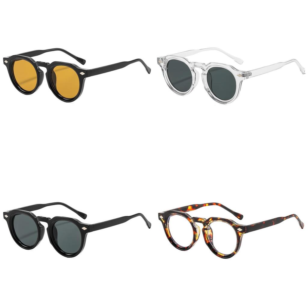 Retro Round Frame Black Sunglasses For Men Women Uv400 Protection Fashion Accessory