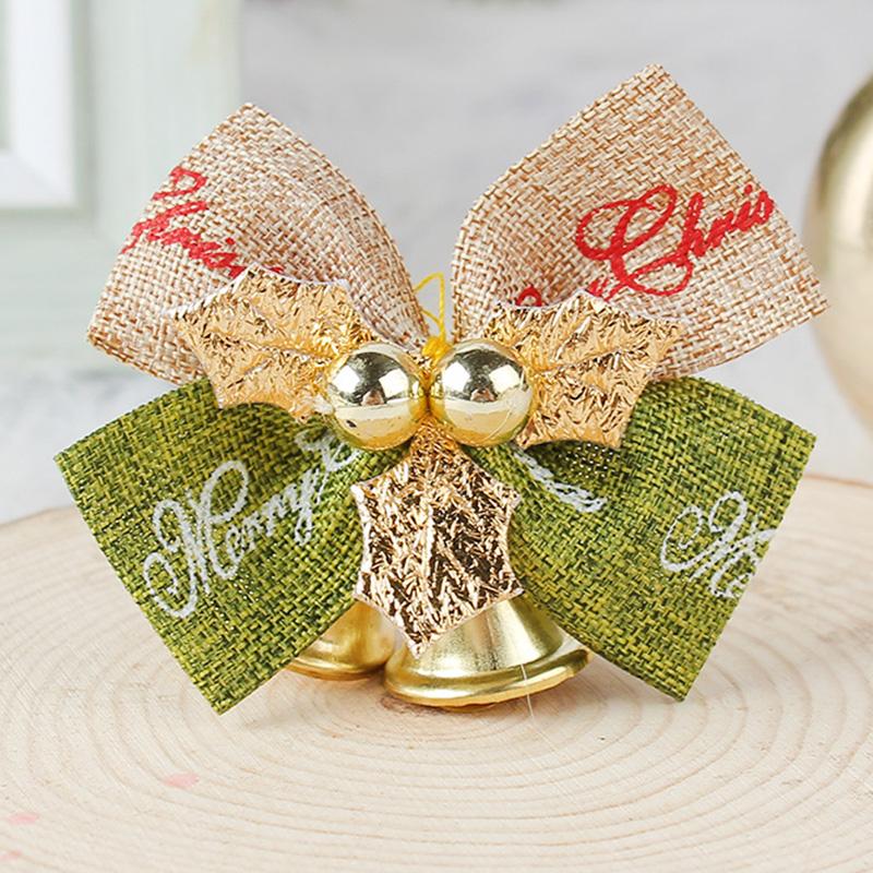 2Pcs Mini Christmas Bow With Bell Hanging Ornament for Xmas Tree Wreath Accessories Home Party New Year Gift 2025 Navidad