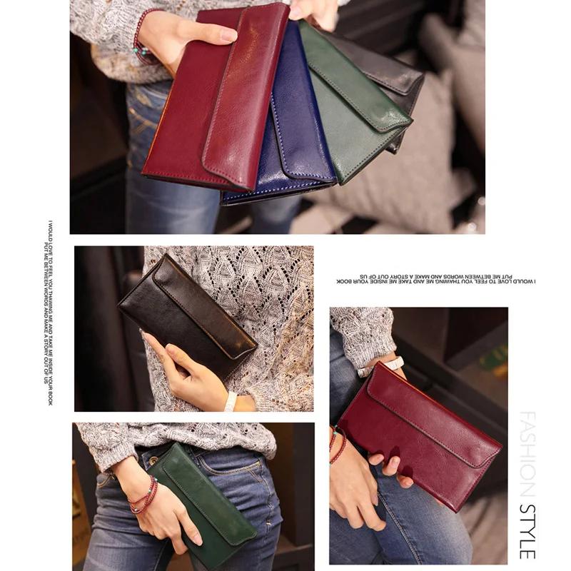Genuine Leather Women Wallet Clutch Large Capacity Ultra-thin Long Wallet Stylish and Simple Multifunctional Handbag