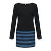 Damenmode Neues Rundhals-Langarmkleid Gestreiftes Freizeitkleid