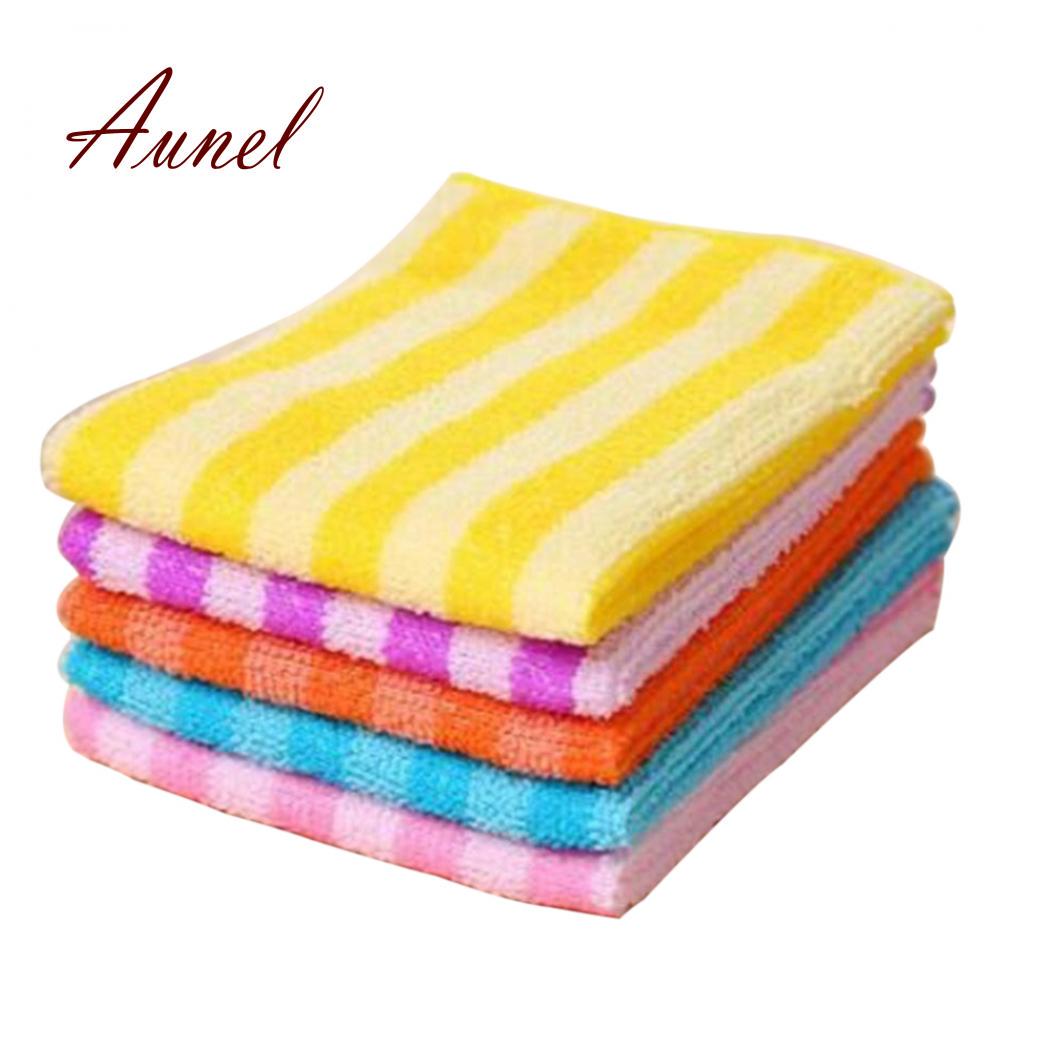 

Фантастические 5 шт. кухонные и обеденные полосатые полотенца для мытья посуды, квадратные полотенца из микрофибры 5pcs