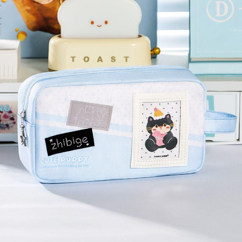 Handheld Pen Bag Large Capacity Pencil Pouch Portable Stationery Organizer Gift