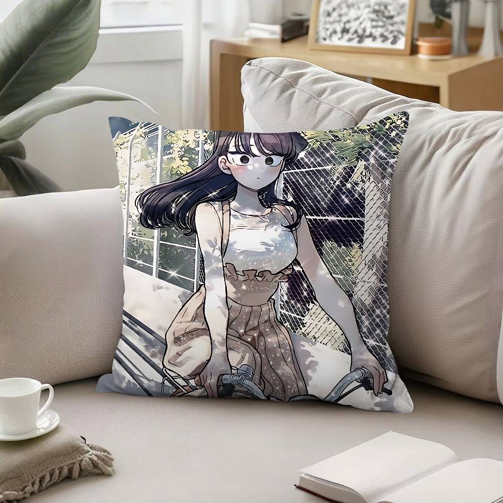 Anime K-Komi Can't Communicate Throw Pillow Covers Pattern Cushion Cover Suitable For Sofa Bedroom Car Pillow Cover