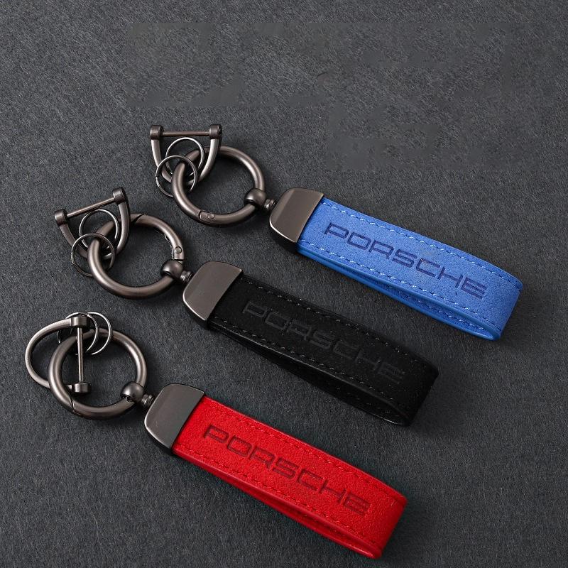 

Замша Кожа Автомобильные Значки Брелок Брелок Брелок Подвеска Для Porsche Panamera Cayenne Taycan 911 718 Macan Carrera-GT 928 968 black