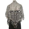 Hollow Triangle Sequin Lace Shawl Bridal Wedding Women Luxury Party Wrap Female Shiny Glitter Stole Club Scarf with Tassel
