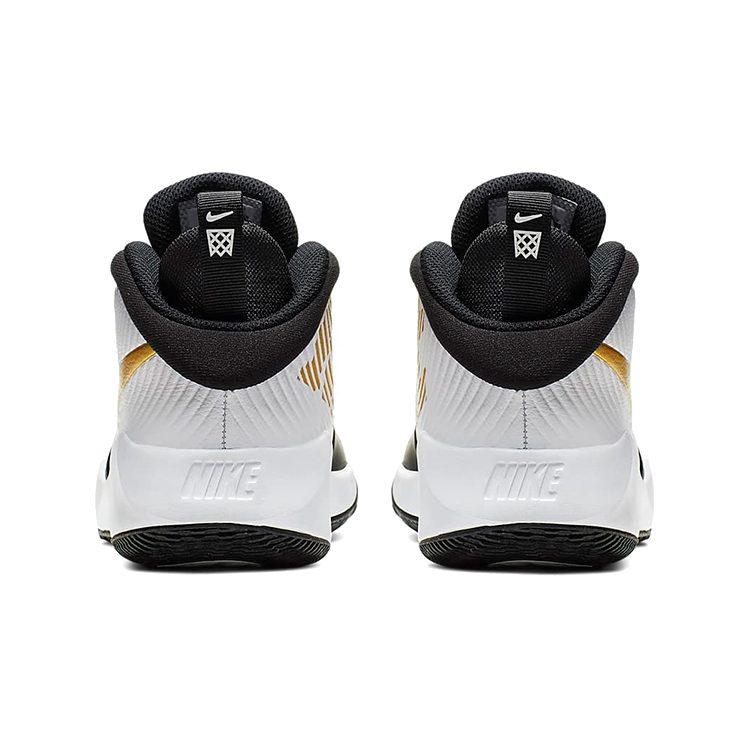 Nike Team Hustle D 9 Mid Top Basketball Shoes Black White Gold Unisex AQ4224-004