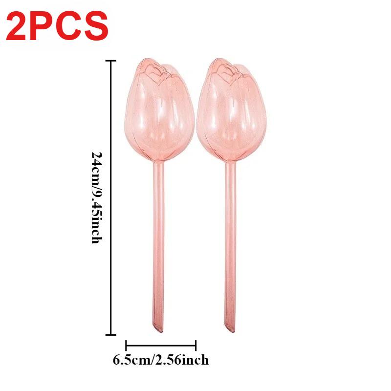 Automatic Plant Watering Bulbs Self Watering Pink Tulip Design Water Feeder Globes for Indoor Outdoor Plants Drip Irrigation