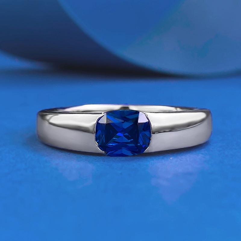 

Hui Zhi Yi S925 Silver Royal Blue Simulated Diamond Square Ring Size 7