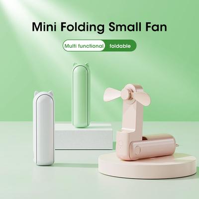 Portable Mini Handheld Fan 3 In 1 USB Rechargeable Folding Fan 2000mAh 3 Speed Adjustable Mini Hand Small Fan for Travel Outdoor