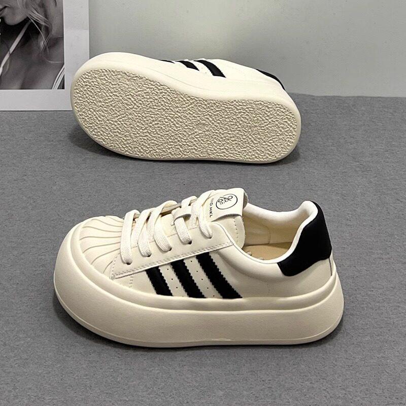 Dexun shoes women's 2026 new versatile thick-soled heightening casual shoes round head thick-soled muffin shoes board shoes