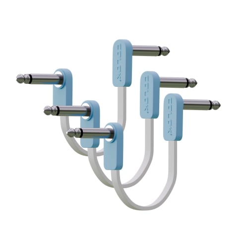 

GIMI 10cm Color Patch Cables, Space-Saving Flat Cables for Guitar Effects, L-L Shape, 3-Pack (Blue, 3 Cables, 10cm)