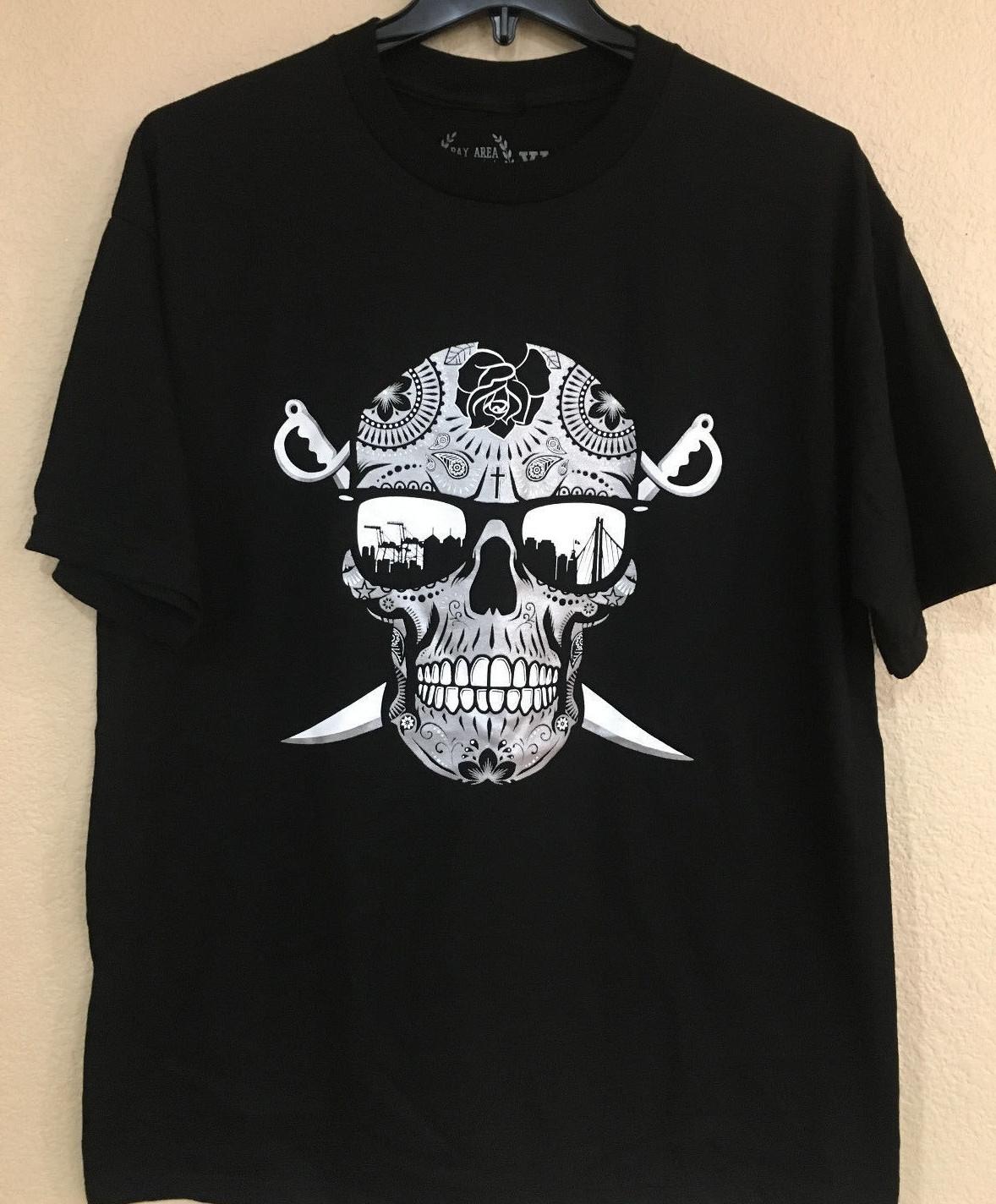 Dia Skull Black Color T-shirt By Bay Area Swag - (Raiders color T-shirt) S разноцветный