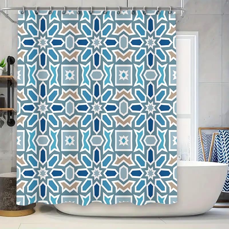 

Blue Geometric Pattern Shower Curtain W60H190(CM)-1 Pcs