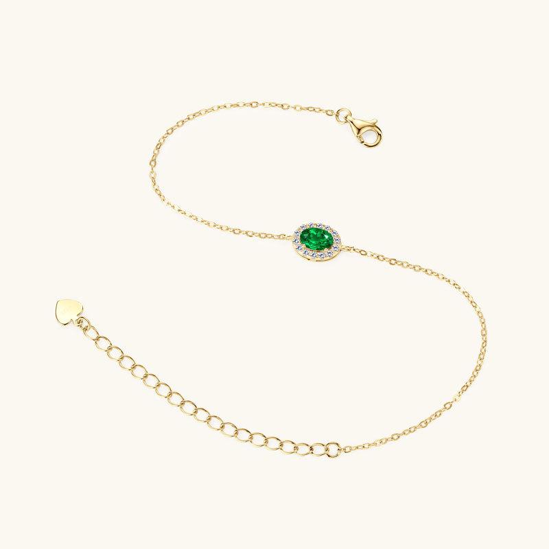 Silvere Glam A New Oval Emerald Bracelet From Europe And America, A Retro Feminine Jewelry S925 Sterling Silver Chain