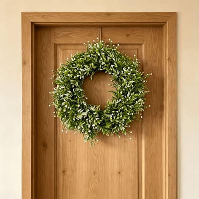 Nordic White & Green Berry Wreath: European & American Spring Wedding Decoration
