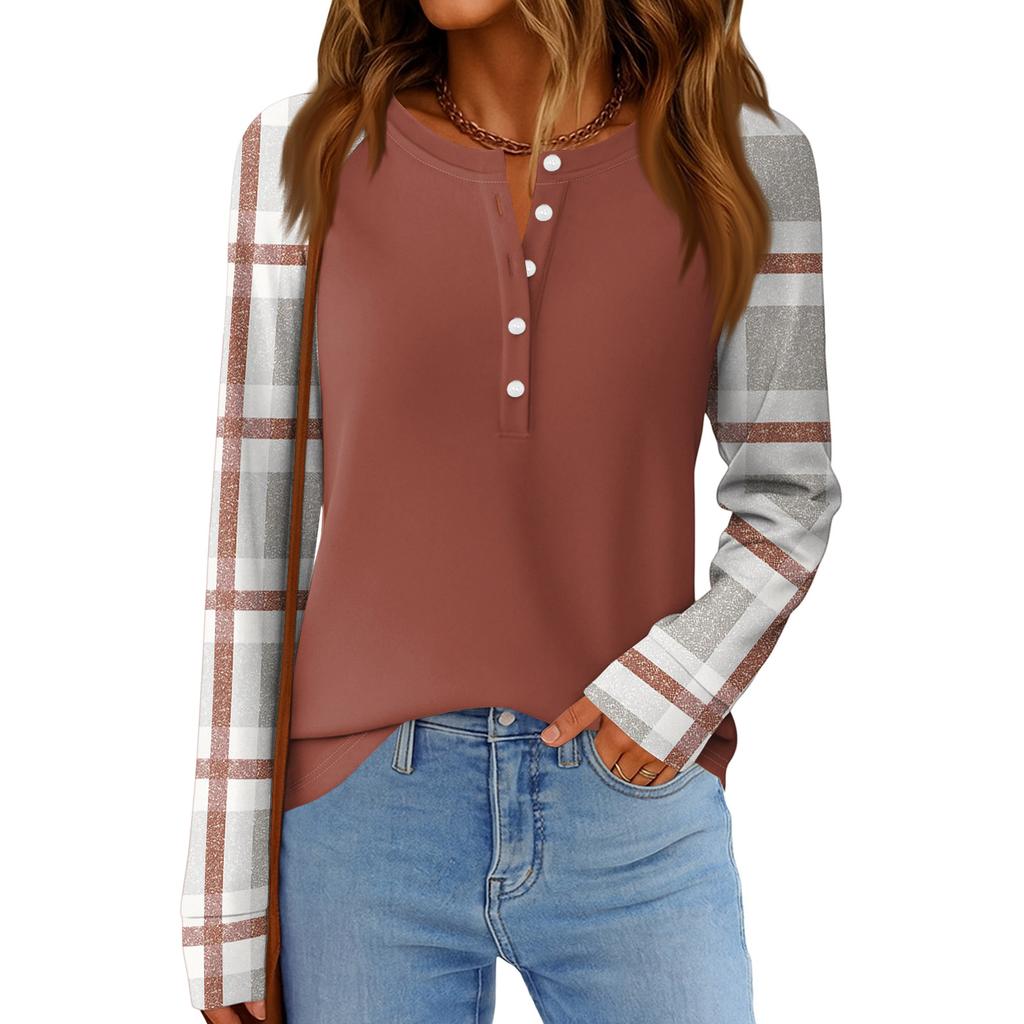 Damenmode Locker Langarm Rundhals Casual Oberteil