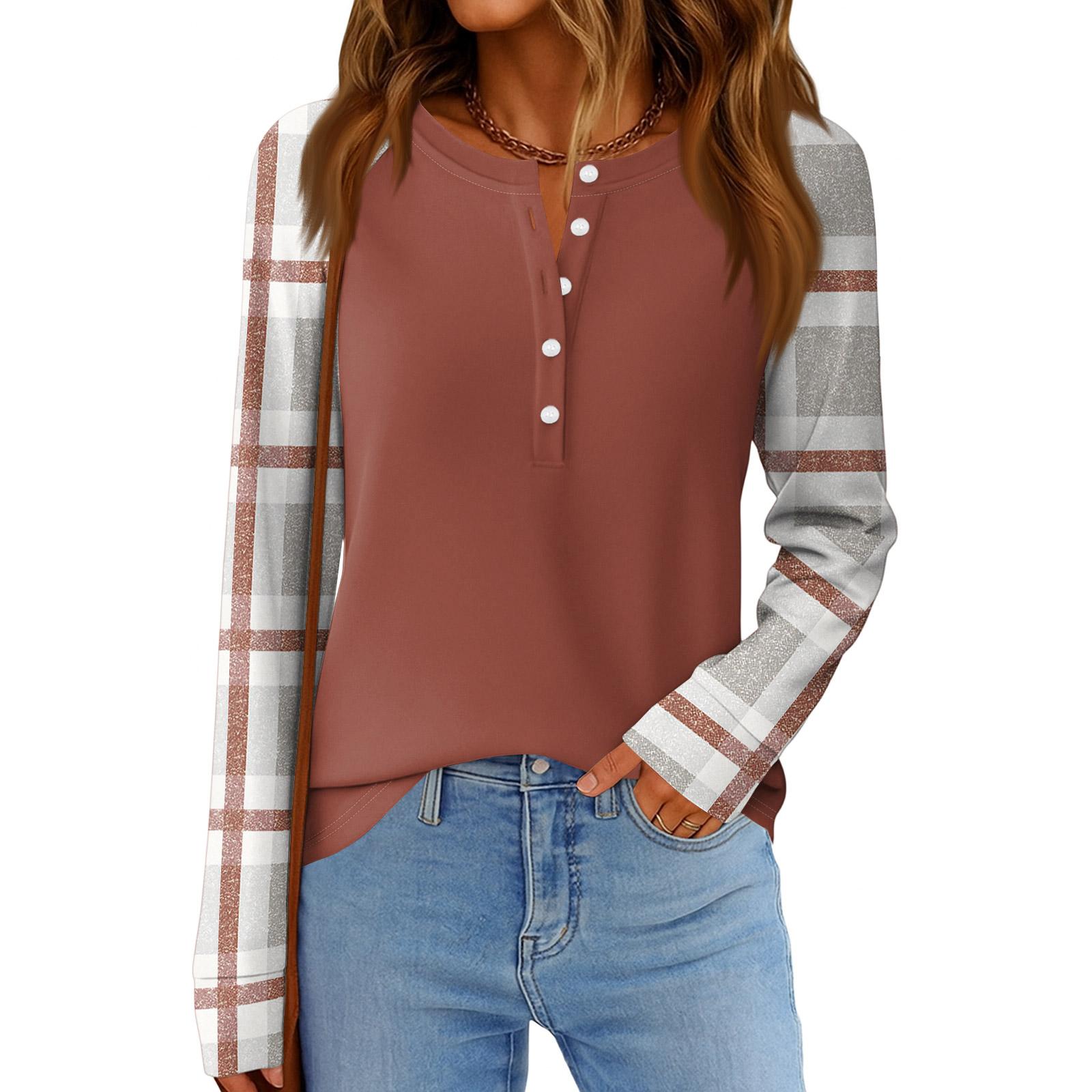 

Женская мода Свободный топ с длинным рукавом и круглым вырезом в повседневном стиле XXXL