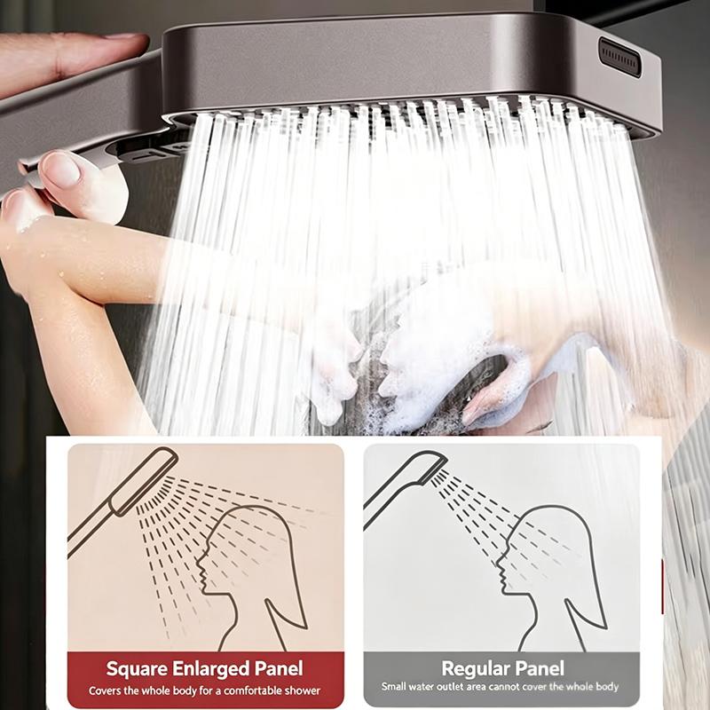Square New 4-Mode Showerhead Super High Pressure Large Water Output for Home Bathroom Bathing, Handheld Showerhead